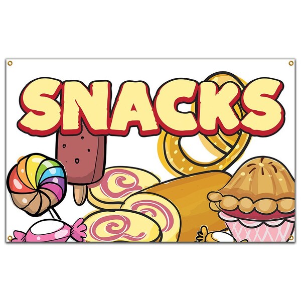 Snacks Banner Concession Stand Food Truck Single Sided